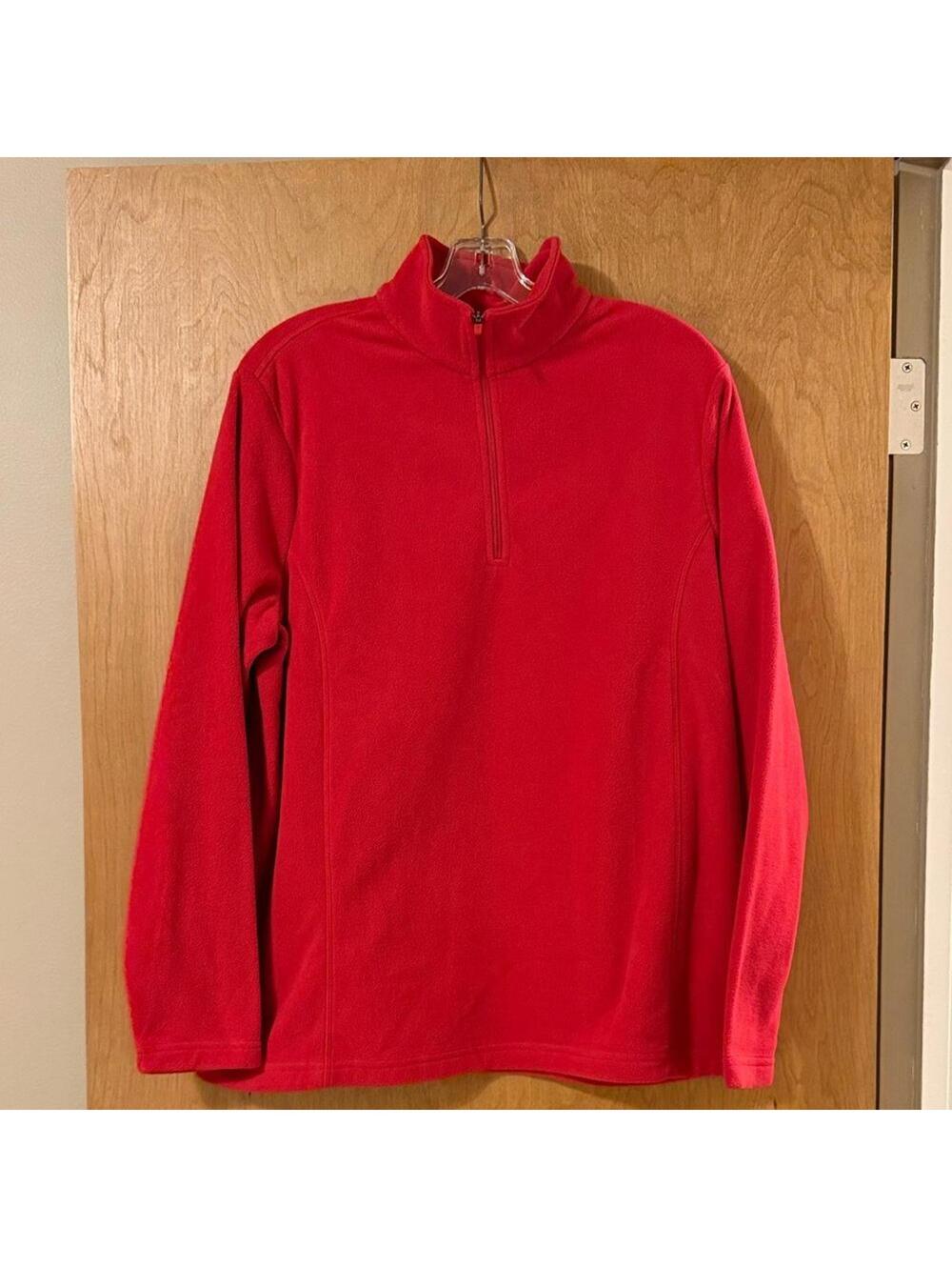 Lands‎ End Women's Bold Red Full Zip Fleece Jacket Size XL Layering Outdoor